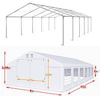 Намет 6х12 PE поліпропілен, торговий павільйон, садова палатка, тент, ангар, гараж, намет з вікнами