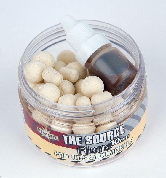 Бойли DYNAMITE BAITS Source White Fluro Pop-UpS & Dumbells 10mm