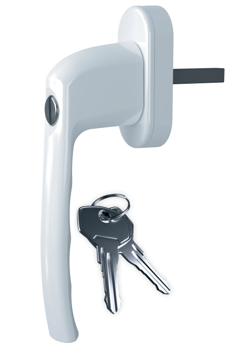 Ручка віконна Astex для металопластикового вікна WH 018 білий з замком для дитячої безпеки (РАЛ 9016), фото 1