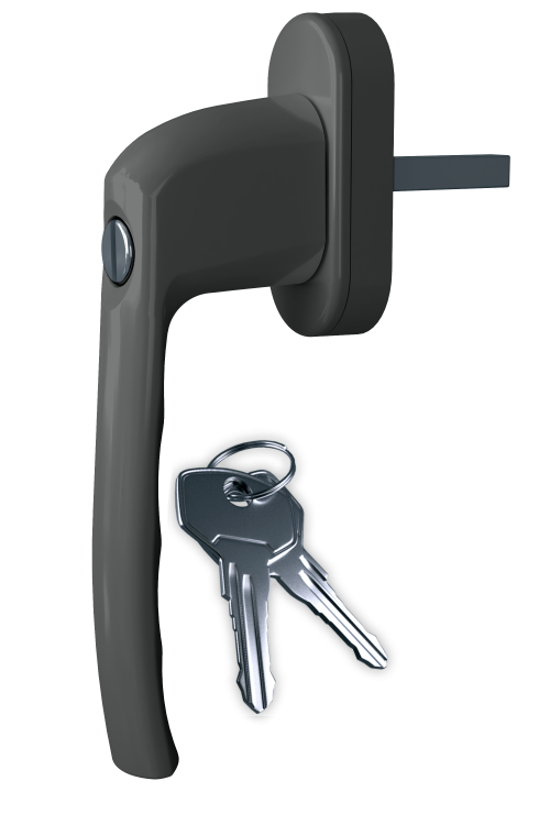 Ручка віконна Astex для металопластикового вікна WH 019 графіт з замком для дитячої безпеки (РАЛ 7024)