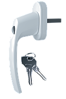 Ручка віконна Astex для металопластикового вікна WH 108 білий з замком для дитячої безпеки (РАЛ 9016)