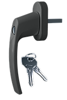 Ручка віконна Astex для металопластикового вікна WH 108 графіт з замком для дитячої безпеки (РАЛ 7024)