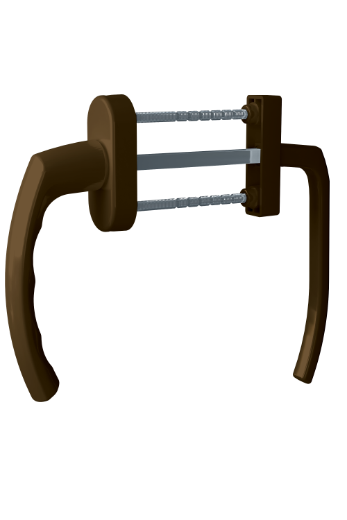 Дверна ручка для ПВХ балконних дверей (Балконний гарнітур) Astex ANTEY BHS 1/3 коричневий (РАЛ 8019), фото 1