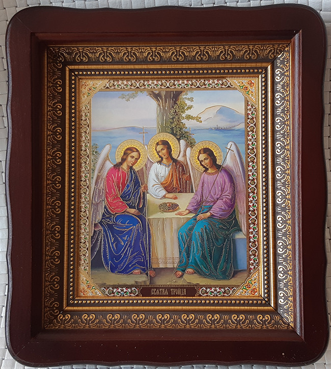 Ікона Святої Трійці (старозаветной) 23х26см кіот з дерева зі склом