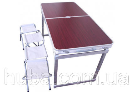 Стіл для пікніка посилений із 4 стільцями Folding Table (розкладний столик валіз) 120 * 60 см.