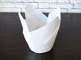 Форма паперова для капкейків ТЮЛЬПАН Білий, Д50мм, висота 60-80мм (Комплект 10шт)