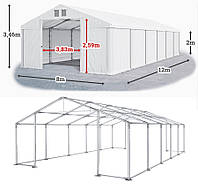 Шатер 8х12 метров ПВХ 560г/м2 с мощным каркасом под склад, гараж, палатка, ангар, намет, павильон садовый