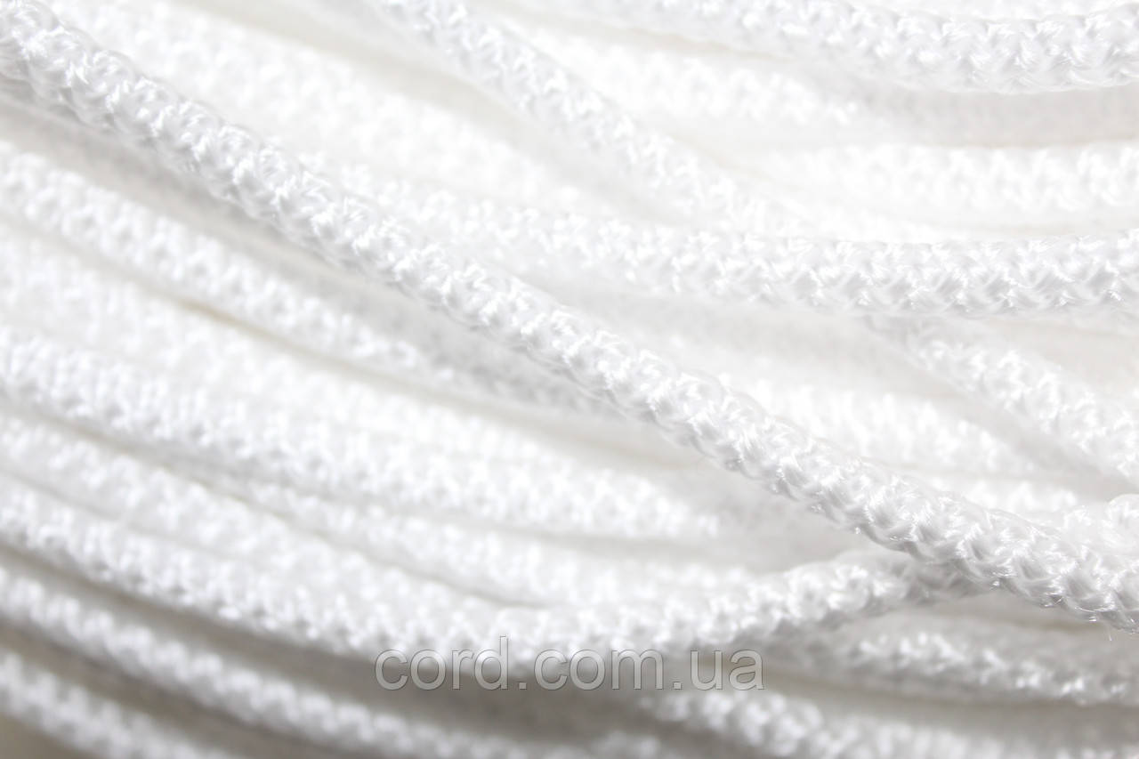 Шнур круглий поліпропілен 6мм білий моток 100м, фото 1