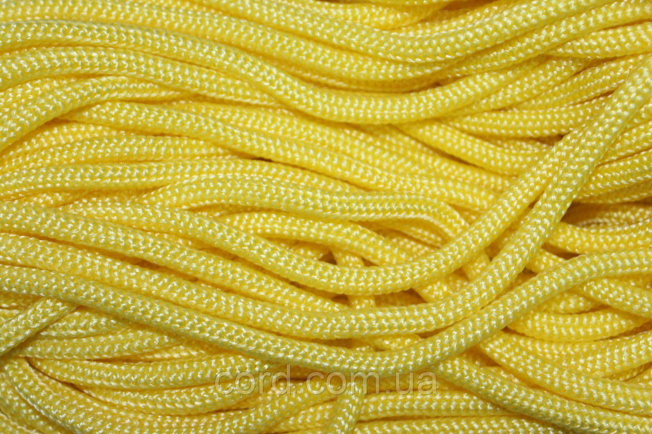 Шнур круглий поліпропілен 6мм жовтий моток 100м, фото 1