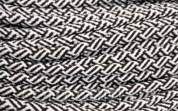 Шнур круглий з наповнювачем 6мм паркет чорний+білий моток 100м, фото 1