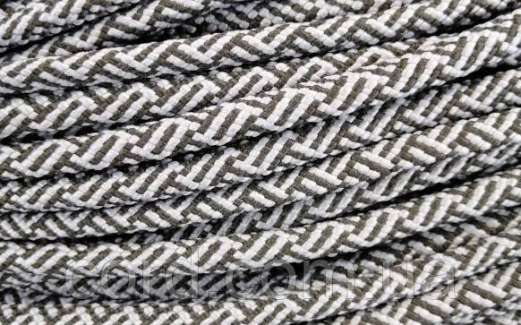 Шнур круглий з наповнювачем 6мм паркет білий+сірий моток 100м, фото 1