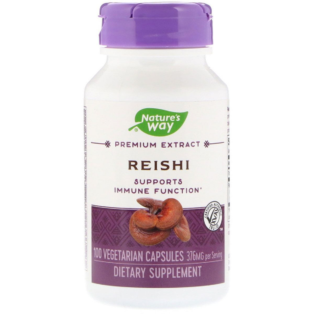 Гриби Рейші, Reishi, Standardized, Nature's Way, 376 mg, 100 капсул
