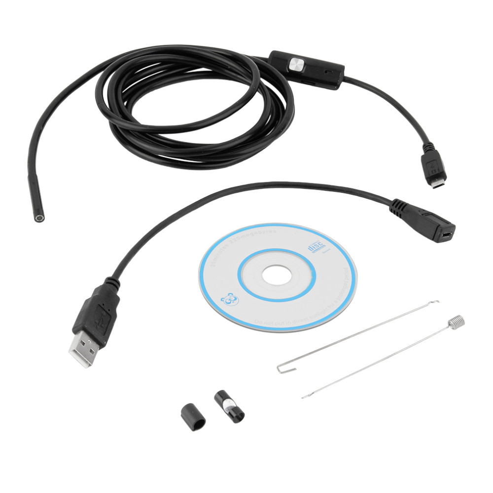 Ендоскоп microUSB з камерою 2 метри 7 мм IP67 Android, Windows + перехідник USB