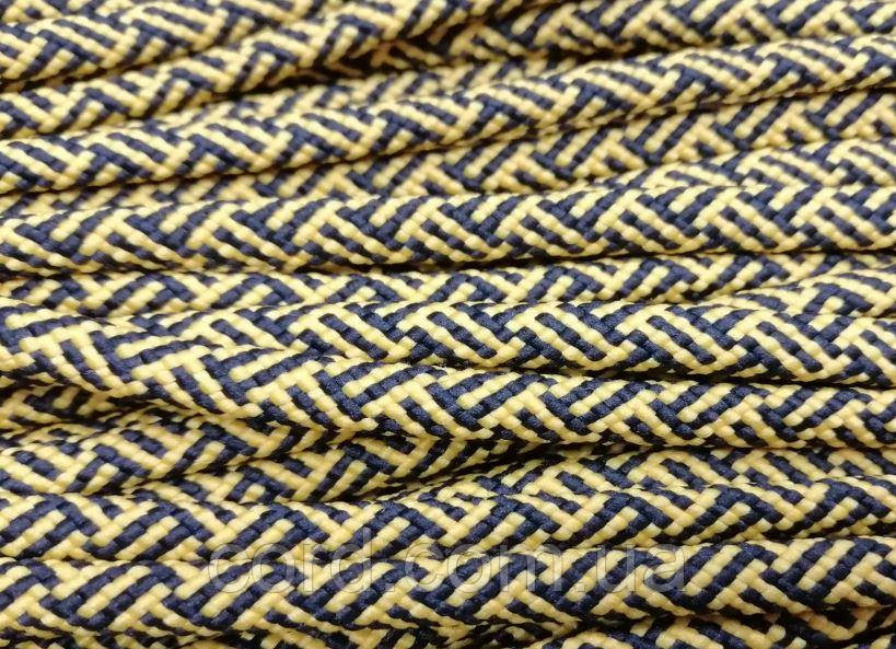 Шнур круглий з наповнювачем 6мм паркет чорний+жовтий моток 100м, фото 1