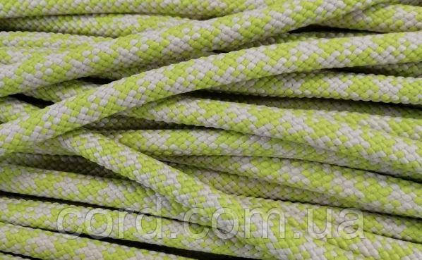 Шнур круглий з наповнювачем 6мм орнамент салат+бежевий моток 100м, фото 1