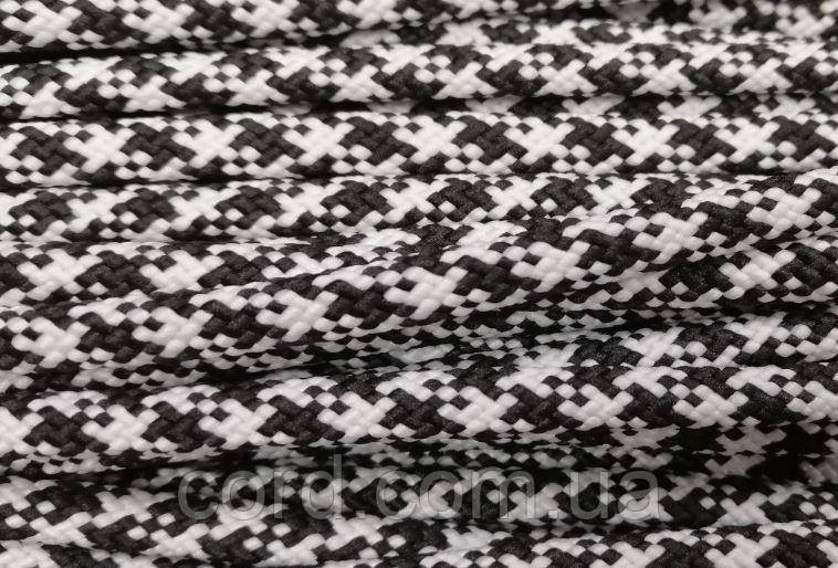 Шнур круглий з наповнювачем 6мм орнамент чорний+білий моток 100м, фото 1