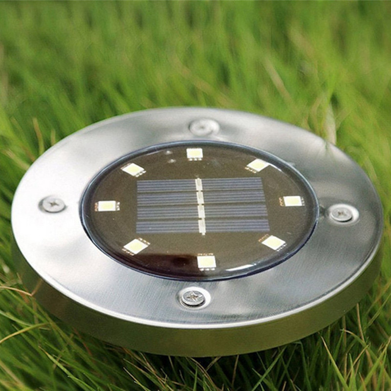 Вуличний наземний ліхтар — світильник на сонячній батареї 8 LED, фото 1