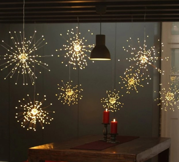 Світлодіодна гірлянда Феєрверк Firework автономна 150LED, довжина нитки 26см з пультом