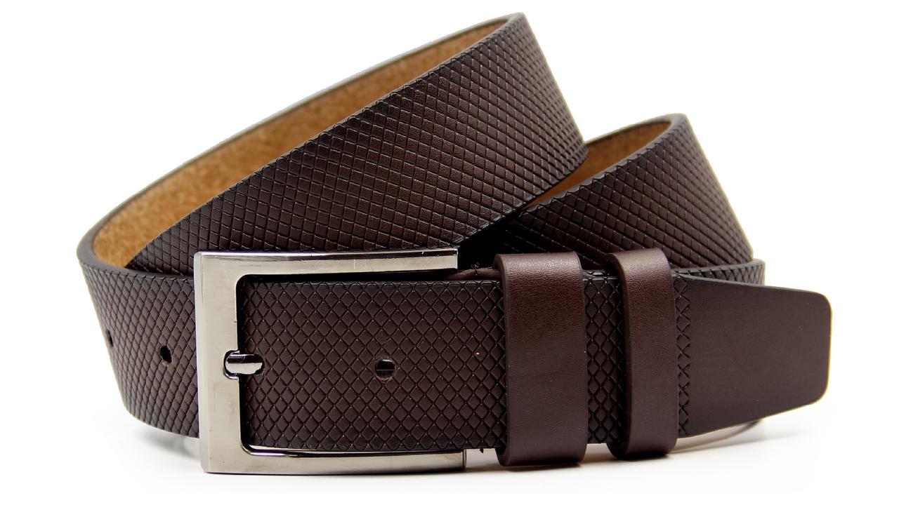 Шкіряний чоловічий ремінь коричневий для штанів, фото 1