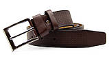 Шкіряний чоловічий ремінь коричневий для штанів, фото 2