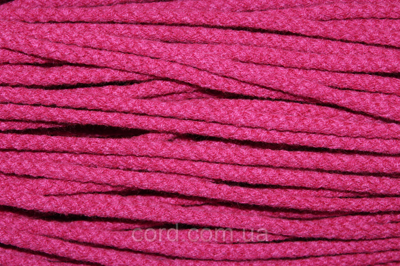 Шнур круглий акрил 6мм темно-рожевий моток 100м, фото 1