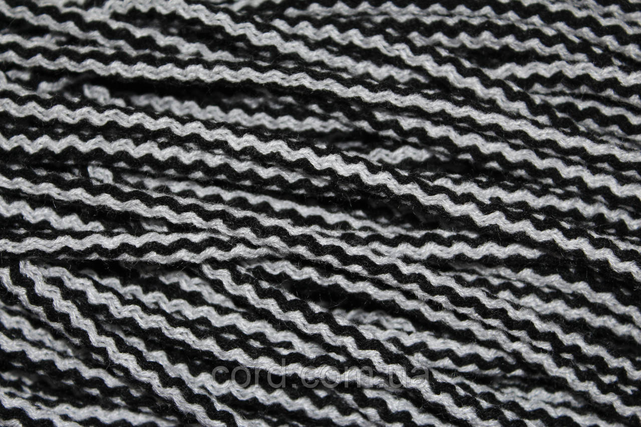 Шнур круглий акрил 6мм чорний+сірий моток 100м, фото 1