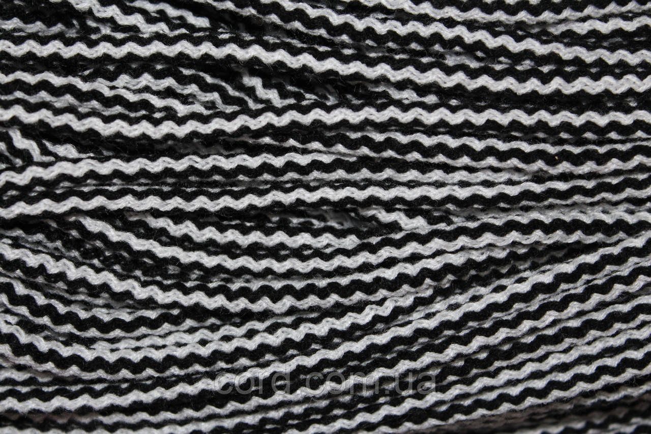 Шнур круглий акрил 6мм чорний+білий моток 100м, фото 1