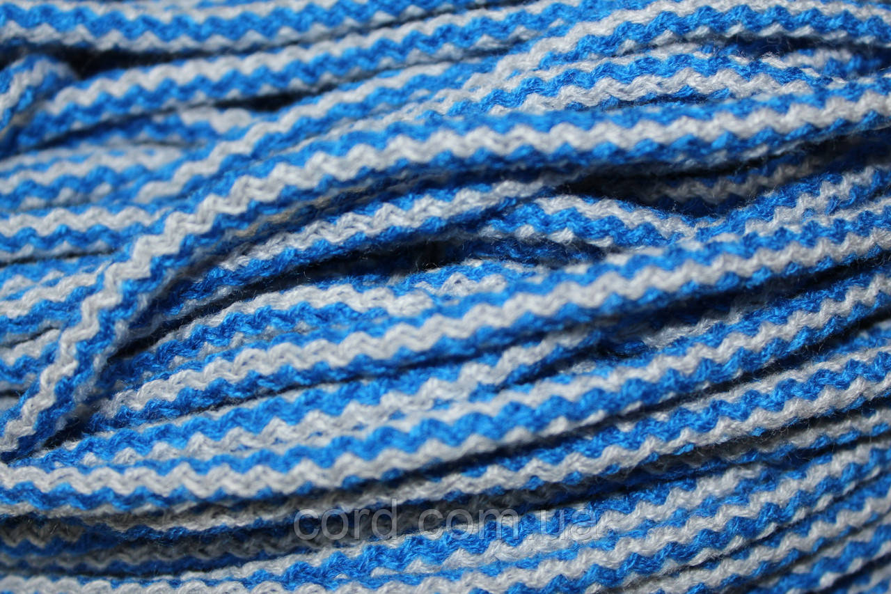 Шнур круглий акрил 6мм сірий+волошка моток 100м, фото 1