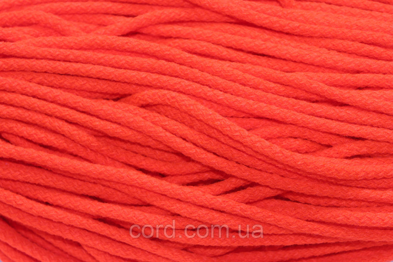 Шнур круглий акрил 6мм помаранчевий неон моток 100м, фото 1