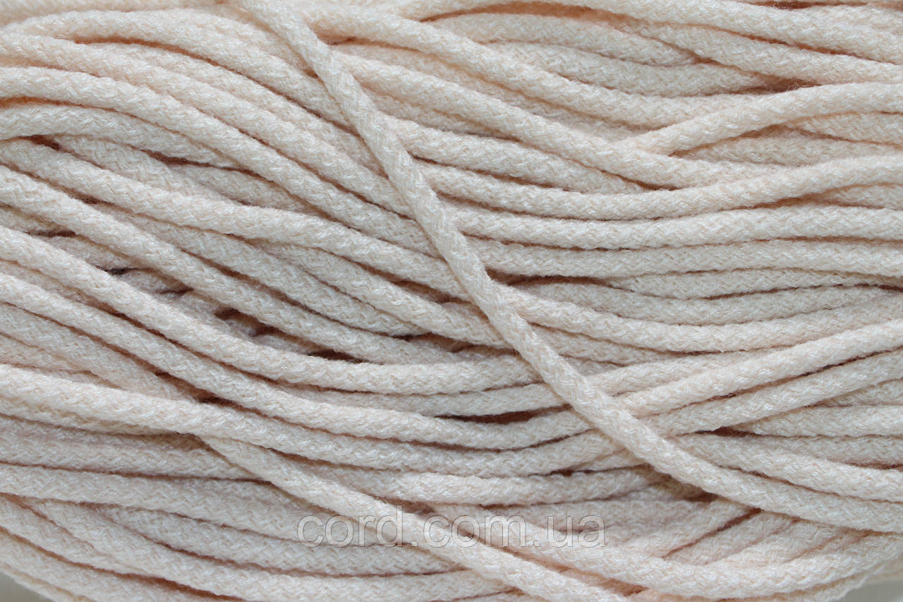 Шнур круглий акрил 6мм молочний моток 100м, фото 1