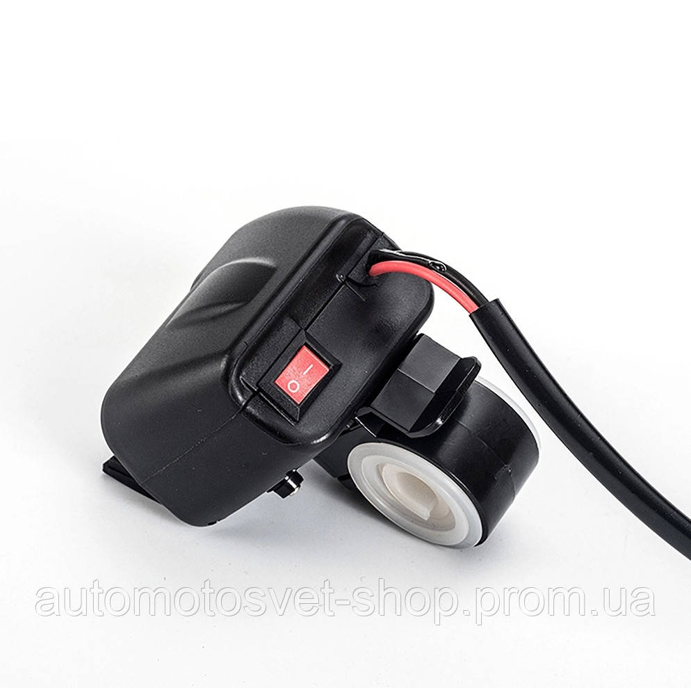 USB зарядка двойная розетка с вольтметром термометром на руль мотоцикла usb-разъемом 5 V мощностью 2.1 - фото 4 - id-p1021999594