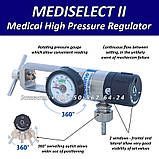 Балонний регулятор тиску з витратоміром Редуктор медичний MEDISELECT II Medical High Pressure Regulator, фото 5
