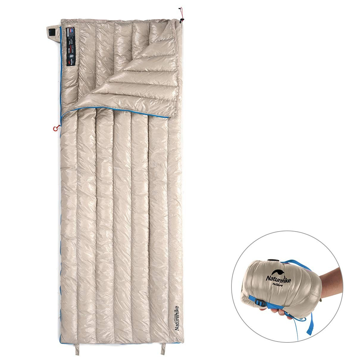Спальний мішок пуховий ковдра Naturehike CW280 +11°C +6°C 190 см Khaki
