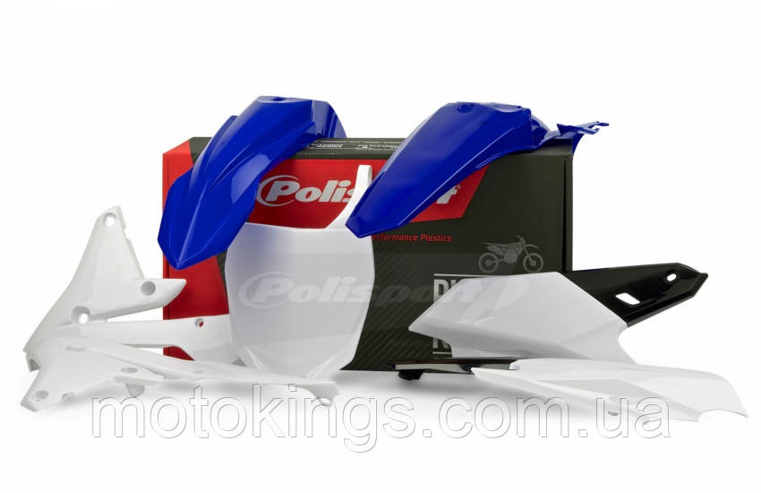 Комплект пластиків POLISPORT YAMAHA YZ 250F '14-'18; YZ 450F '14-'17 колір OEM блакитний білий, фото 1