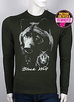 Джемпер, Свитшот - Светится в темноте и флюре. Чёрный волк - Black Wolf, M, L, XL