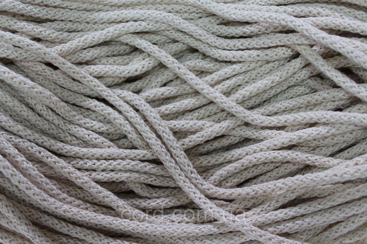 Шнур круглий бавовняний ХБ молочний 6 мм моток 100 м, фото 1