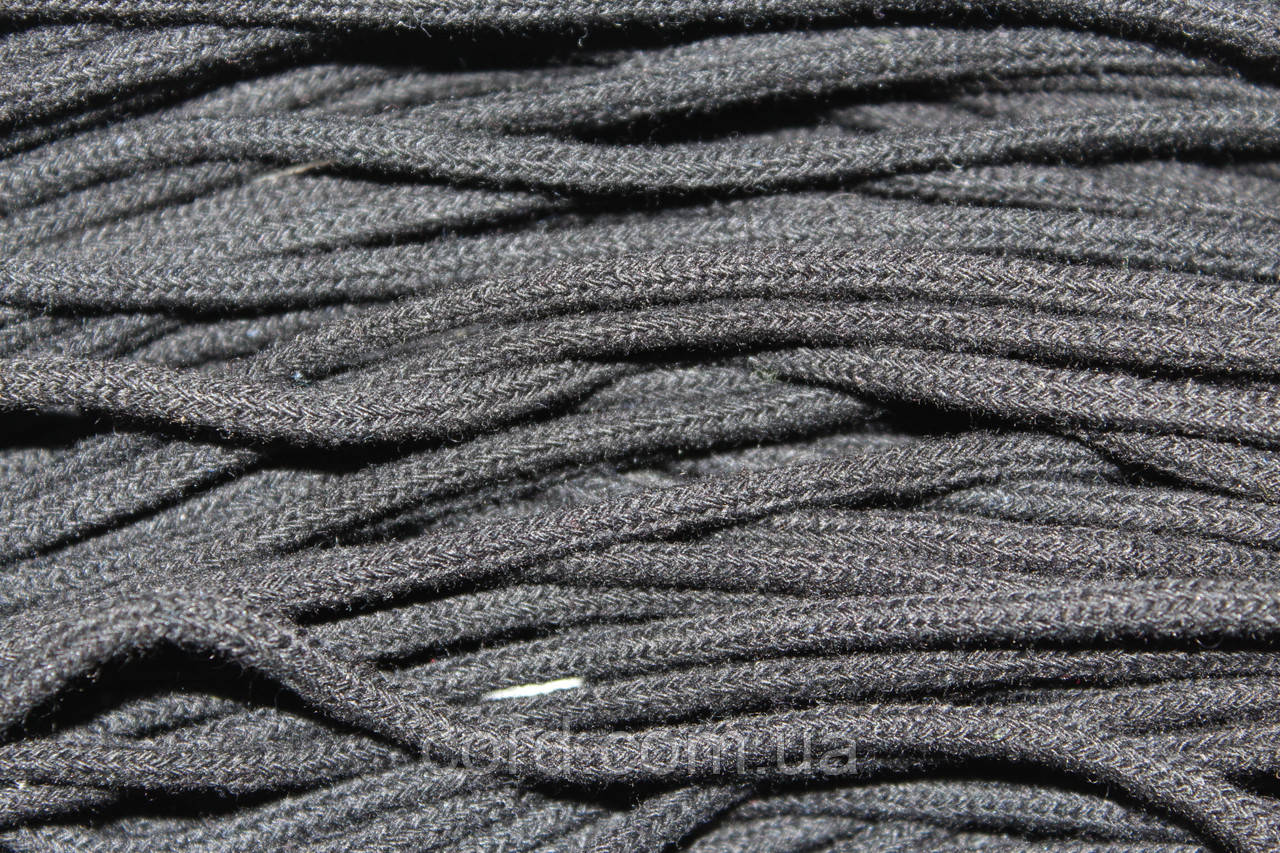 Шнур круглий бавовняний чорний 4мм моток 100 м, фото 1