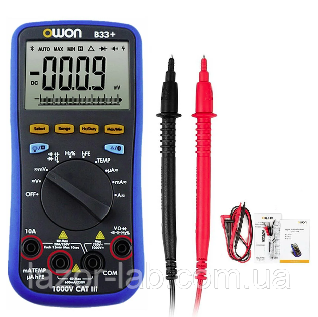 Мультиметр OWON B33+ (напруга, струм, опір, ємність, частота, температура) +Bluetooth+Offline