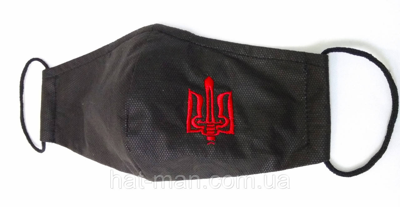 Маска з вишивкою Тризуба Бандери (з боку)