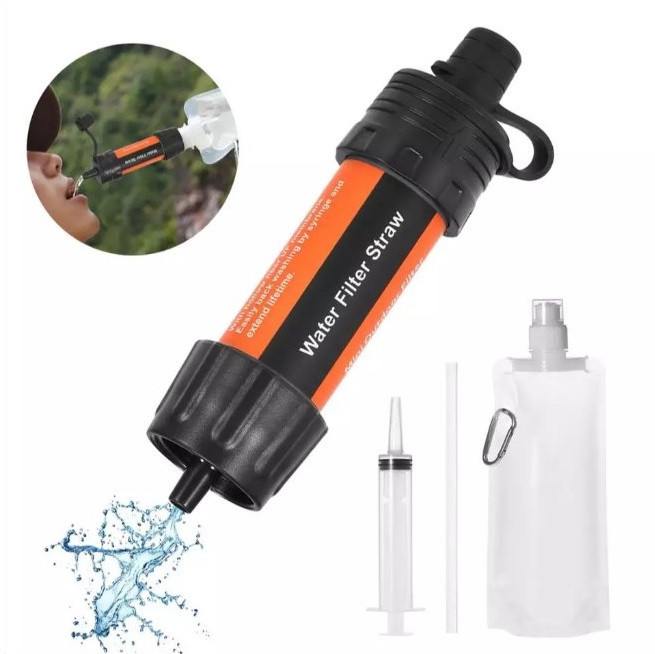 Фільтр портативний для води туристичний похідний Water Filter Straw на 3000 л Помаранчевий, фото 1