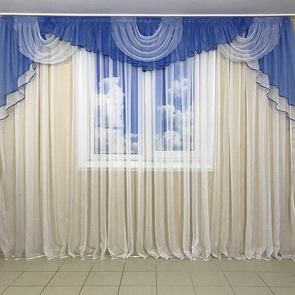 Ламбрекен шифоновий 3-3,5 м №101голубой, фото 1