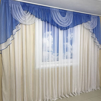 Ламбрекен шифоновий 3-3,5 м №101голубой, фото 2