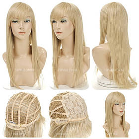 Довга перука з чубчиком Nancy AT, термоволосся, колір блондин з пшеничним відтінком