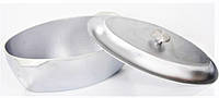 Гусятница алюминиевая 5 литров овальная литая без покрытия + крышка (утятница) БГ05 Силумин