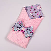 Літній конверт-ковдру на виписку з плюшем рожевого кольору BabySoon 78х85см Балеринки №2