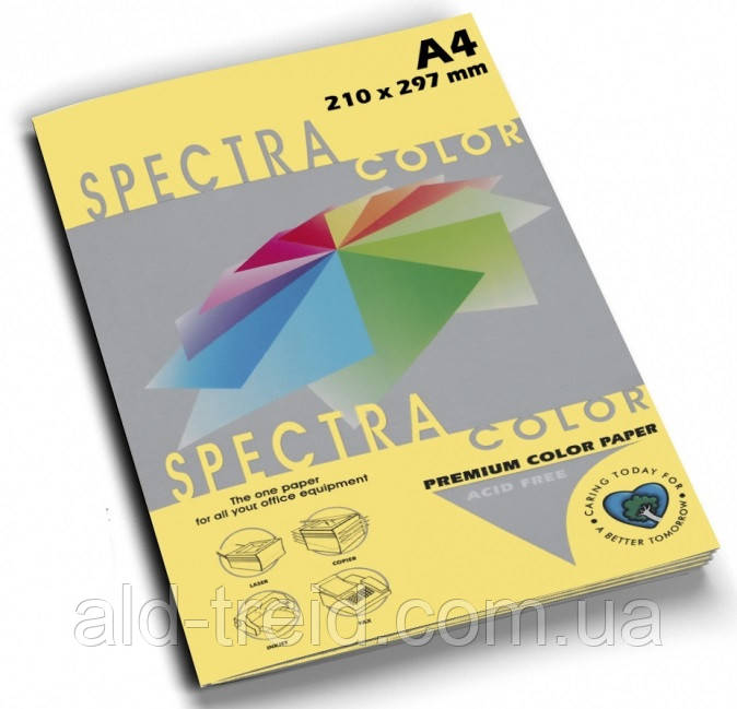 Бумага цветная Spectra Color А4 80 г/м2 желтая IT160 yellow - фото 1 - id-p331731992