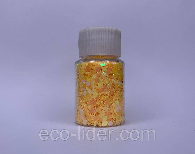 Глиттерные серця посипання для слаймов та манікюру в баночці, помаранчеві 30 мл, фото 1