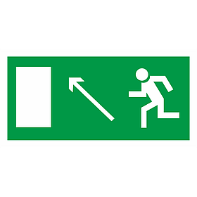 Знак "Попрямування до евакуаційного виходу (за похилою площиною ліворуч вгору)"