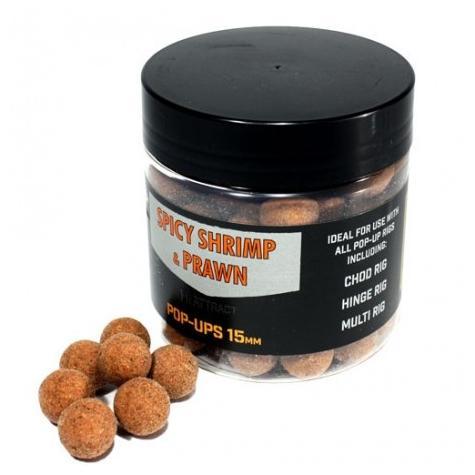 Плаваючі бойли DYNAMITE BAITS Foodbait Pop-Ups Spicy Shrimp & Pawn 15mm (гостра креветка)