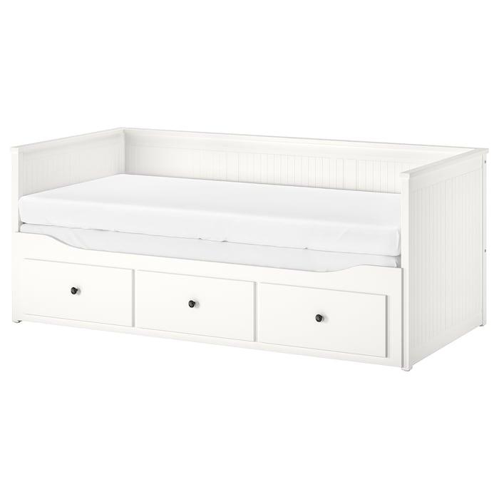 Каркас ліжка-кушетки з 3 ящиками, білий, 80x200 см HEMNES
